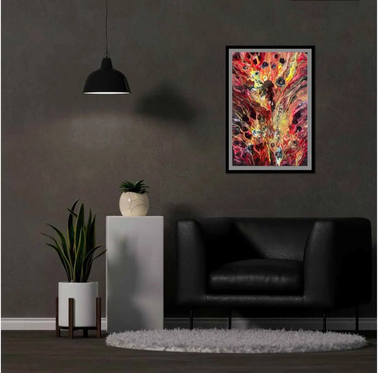Original Painting - Phoenix - Fluid Abstract Red Gold Fire