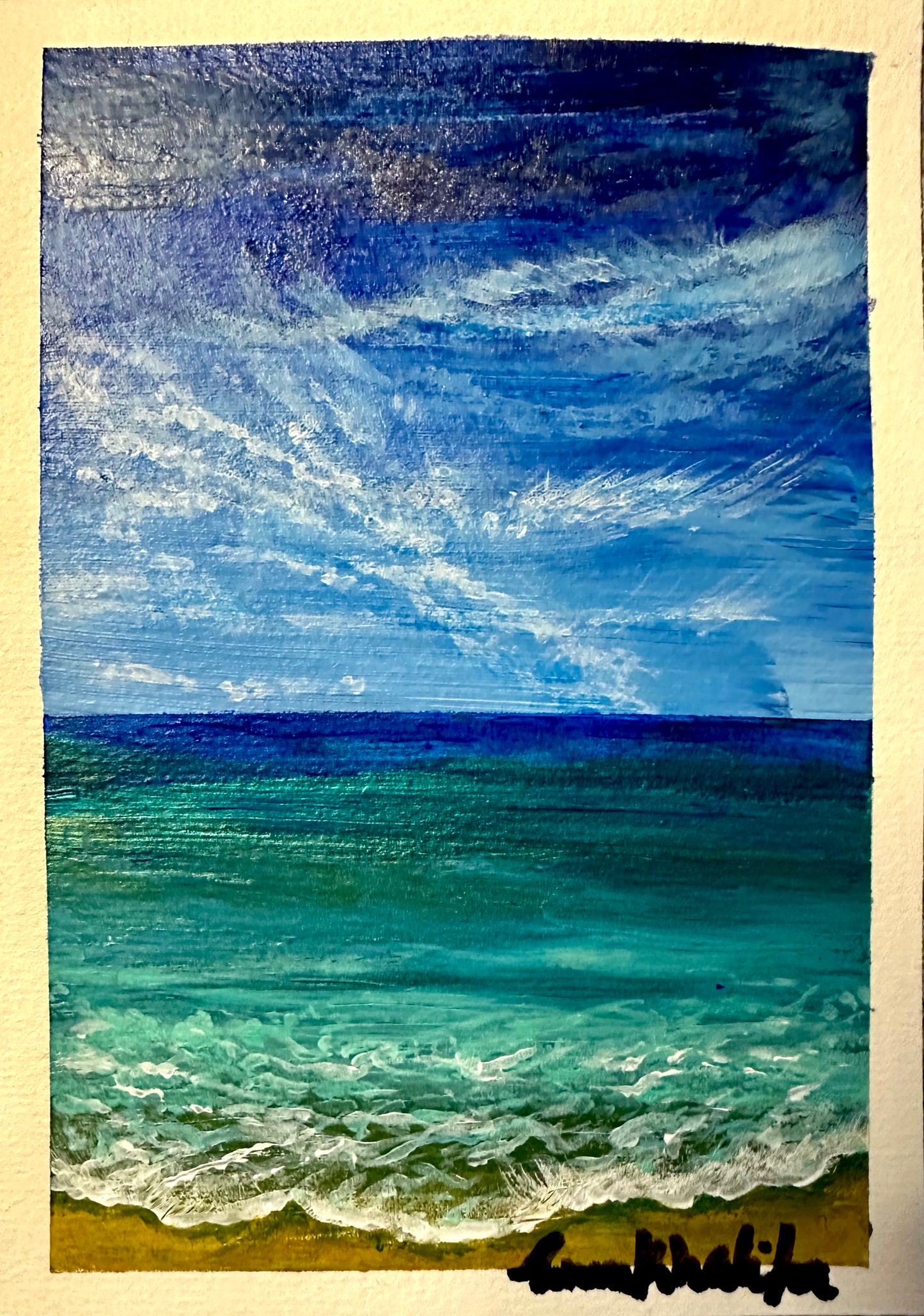 Turquoise Noon – A6 Original Mini Art / Greeting Card