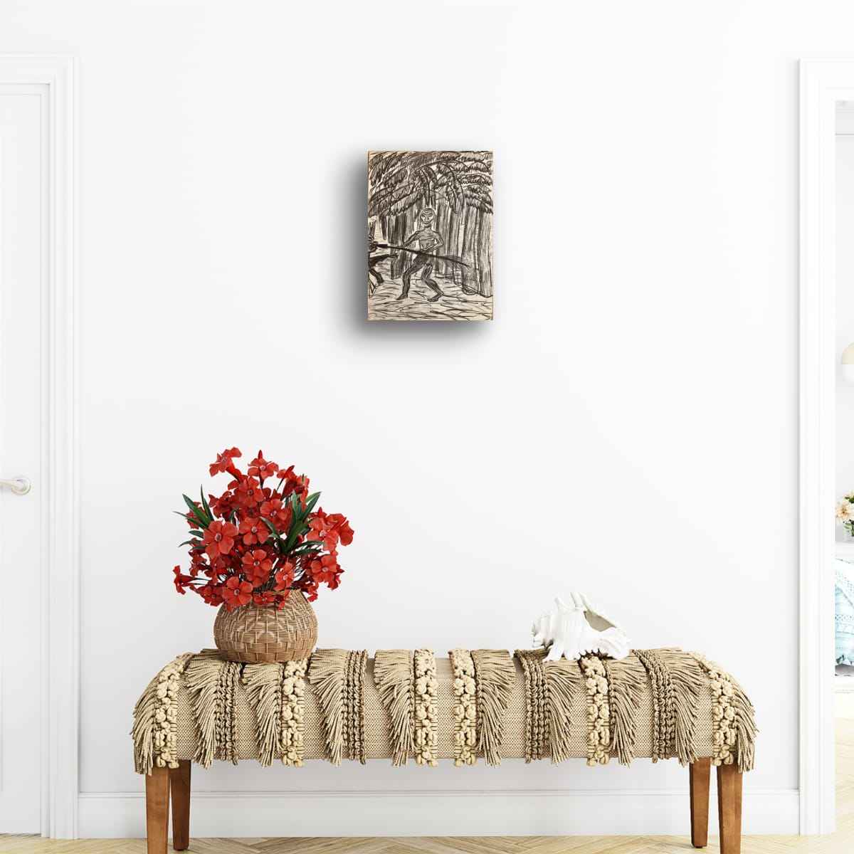 Original Charcoal Drawing - The Scavenger - Figurative Tonal