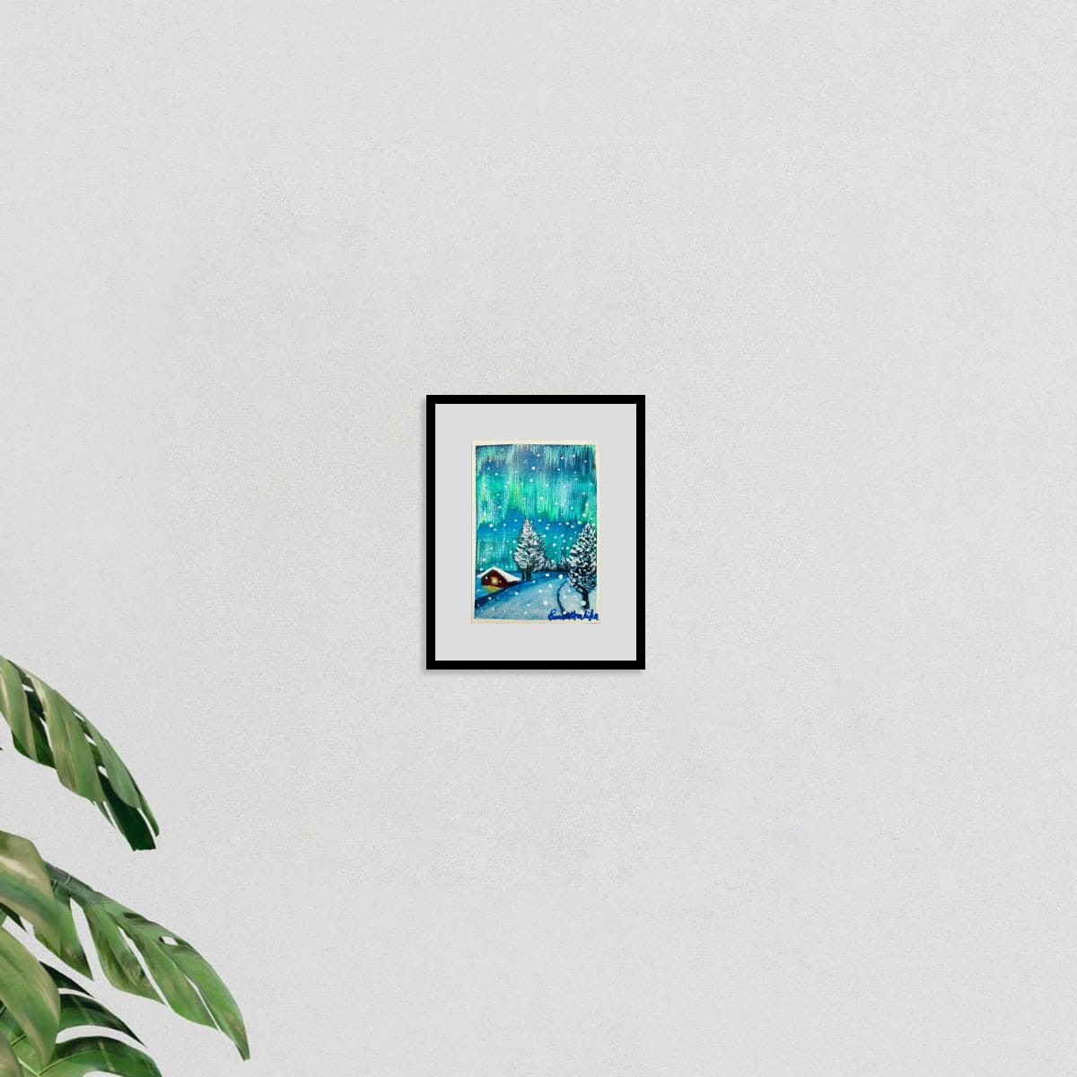 Mini Art – Aurora Cottage – Snowy Northern Lights Landscape