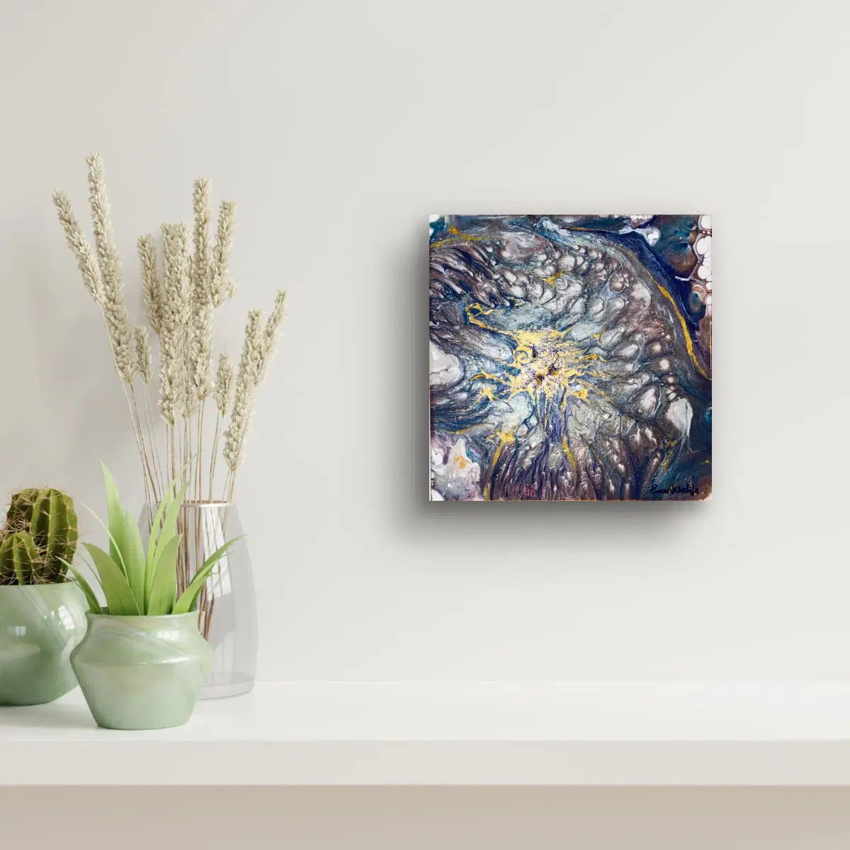 Catharsis – Contemporary Metallic Silver and Gold Abstract Acrylic Painting