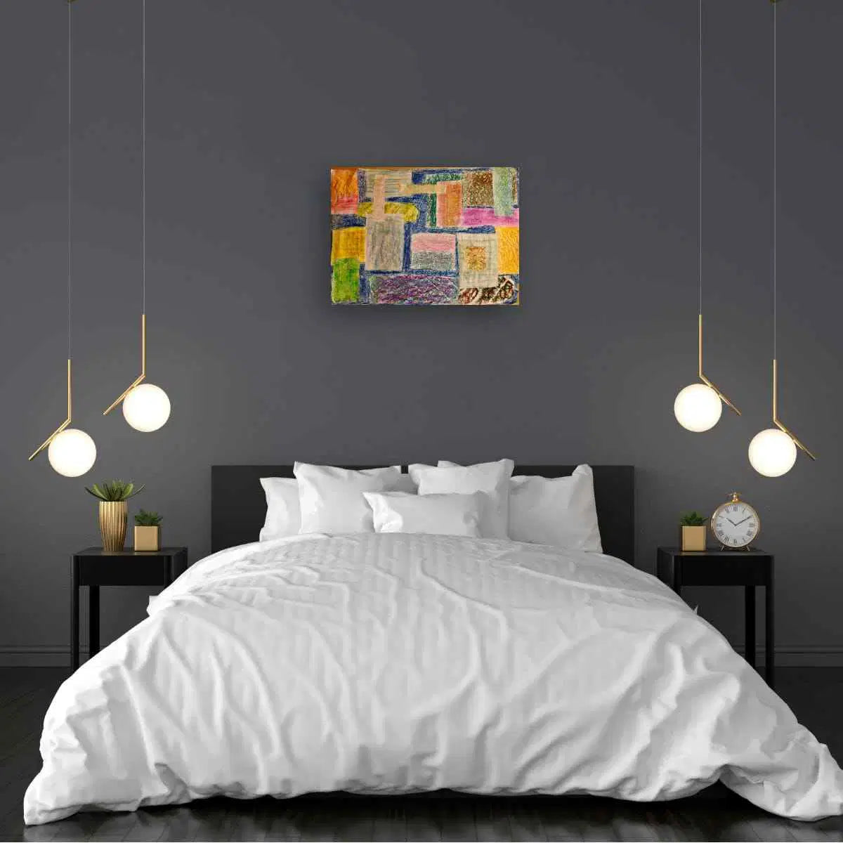Original Painting - The Hearth Quilt - Folk Art Patchwork