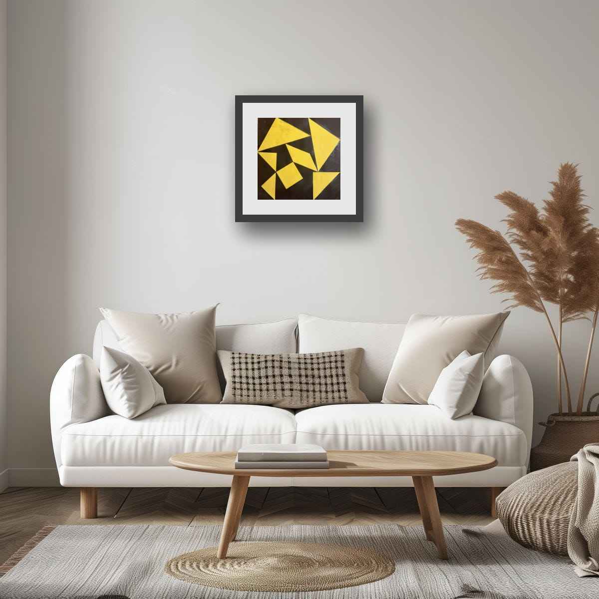 Original Collage - Golden Fracture - Geometric Minimalist