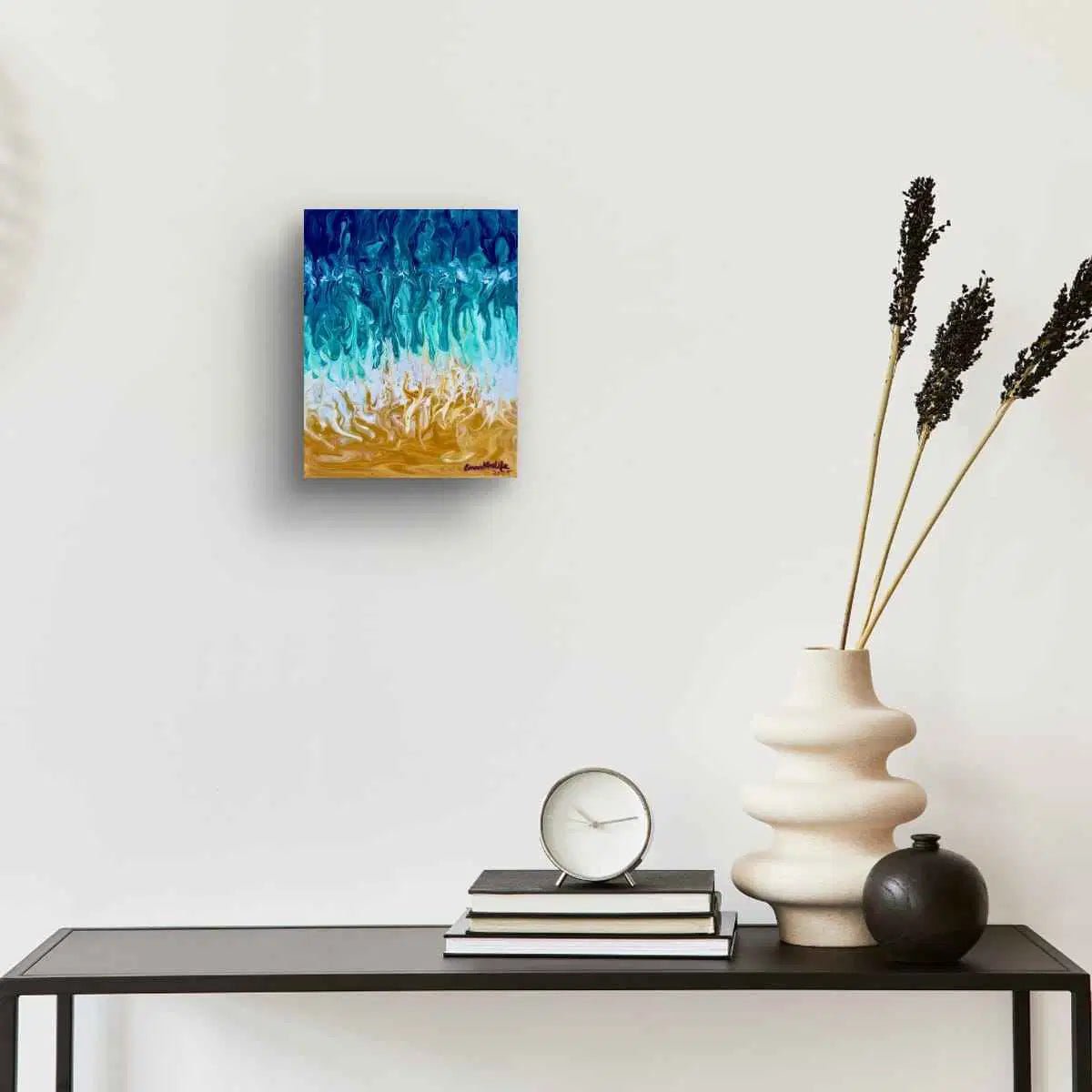 Original Painting - Good Tidings - Fluid Blue Gold Ocean Art