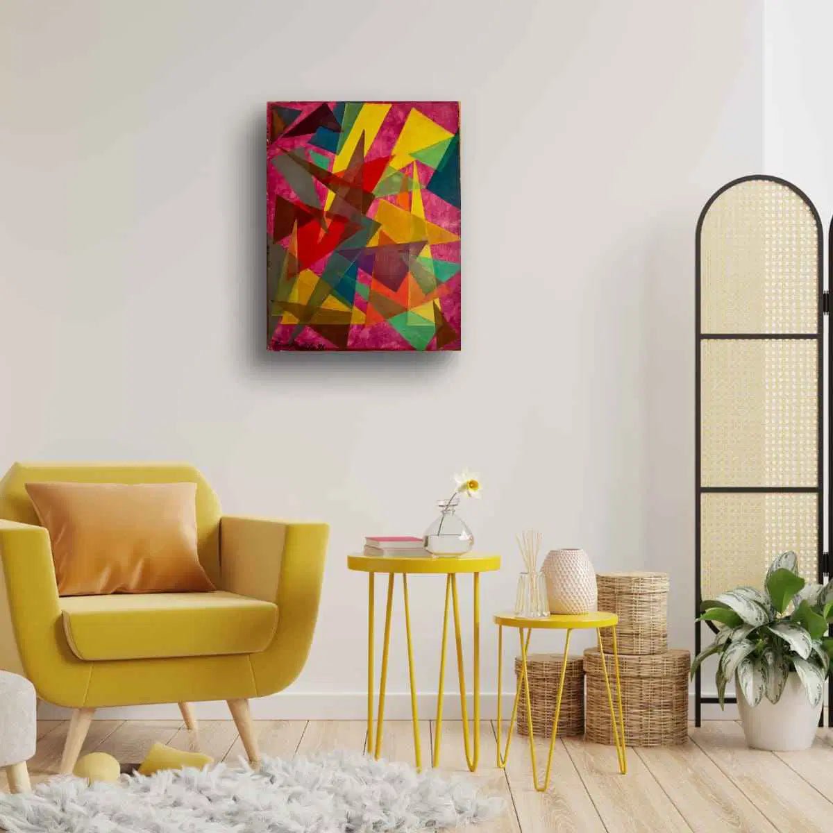 Original Oil Painting - In The Wine Glass - Geometric Colors - Eman's Gallery