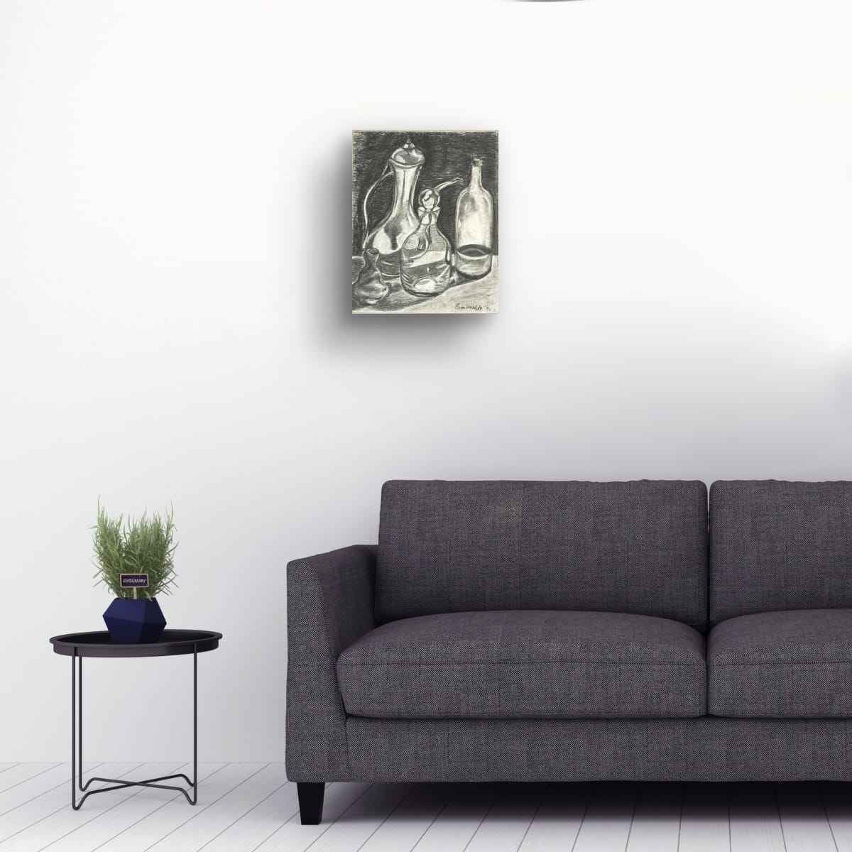 Original Charcoal Drawing - Silent Reflection - Still Life