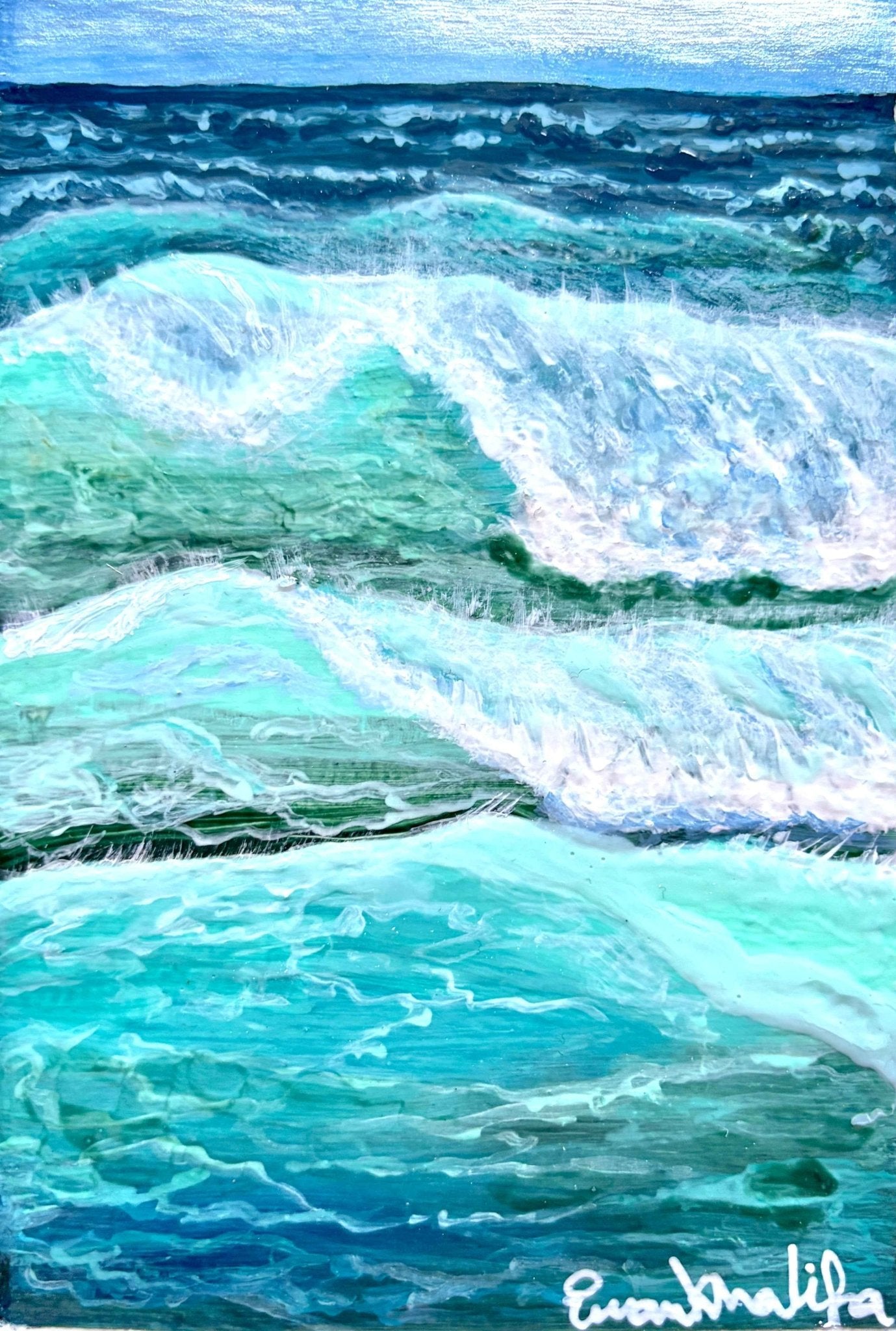 Tides of Aquarius – Original Ocean Wave Mini Painting
