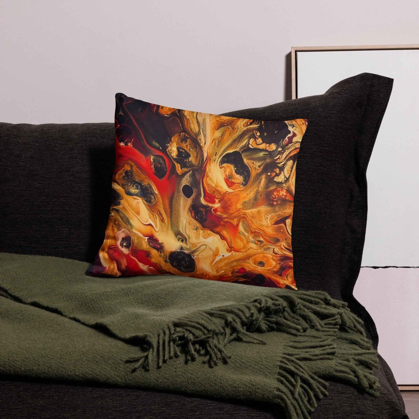 Cushion Cover - Laheeb (flame) - Fluid Red Black Fire Art