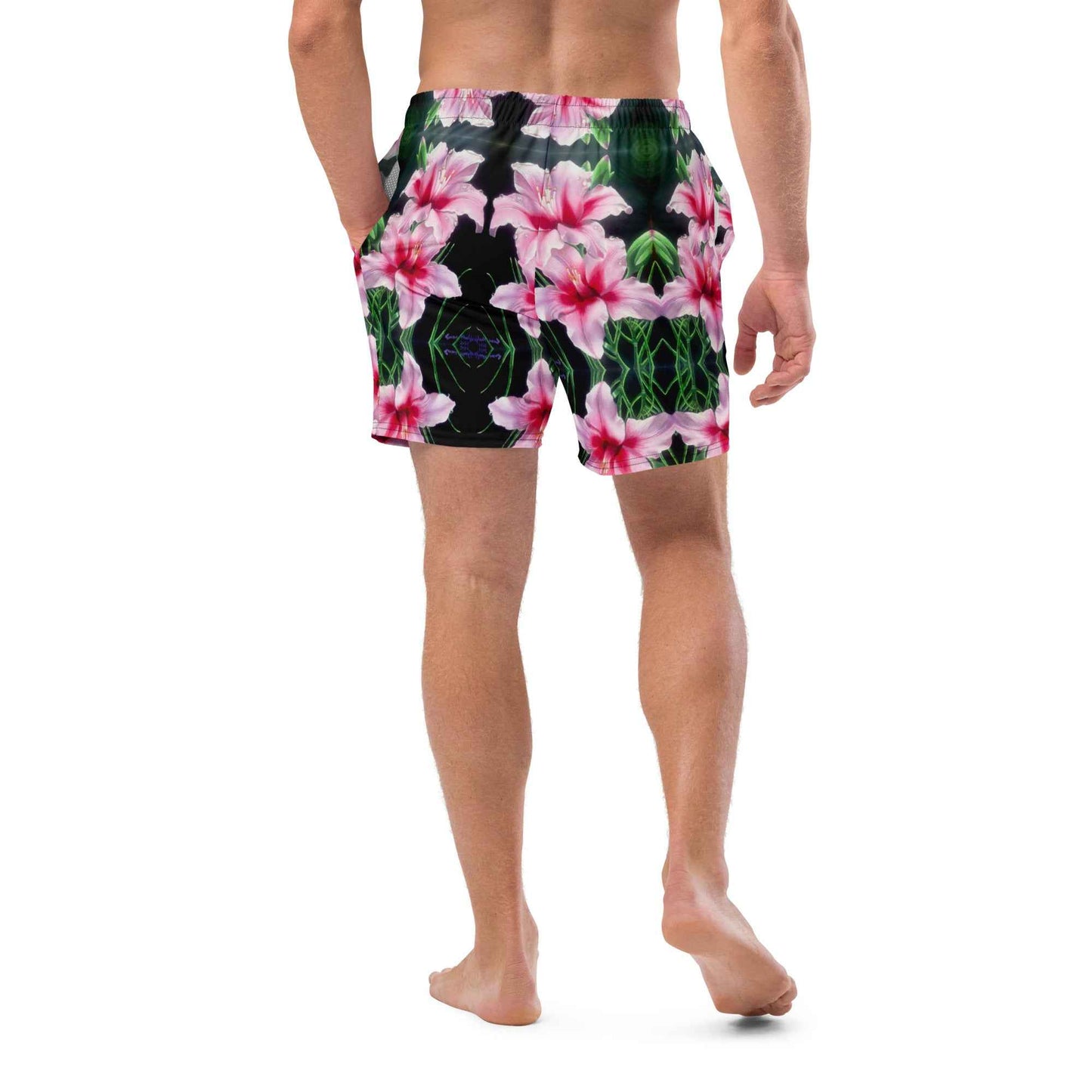 Men's Trunks - Desire - Pink Lily Floral Realism