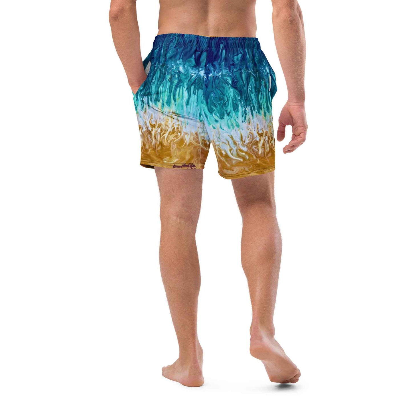 Men's Swim Trunks - Good Tidings - Fluid Blue Gold