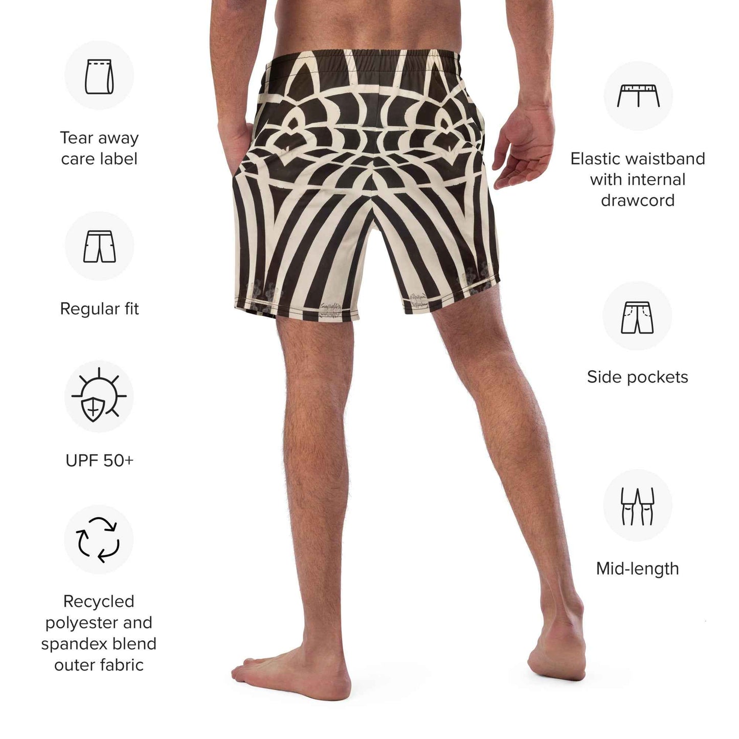 Men's Trunks - Optical Web - Op Art Black & White Illusion