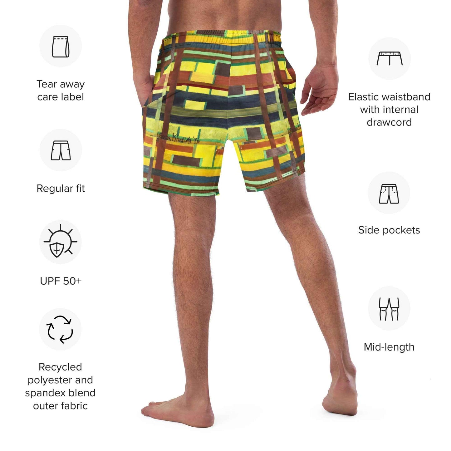 Men's Swim Trunks - City in Grids - Geometric Urban
