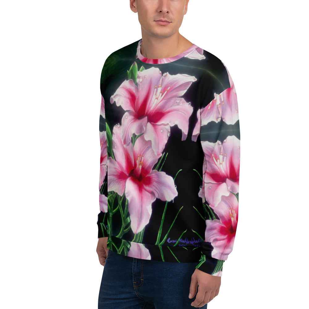 Unisex Sweatshirt - Desire - Pink Lily Floral Realism