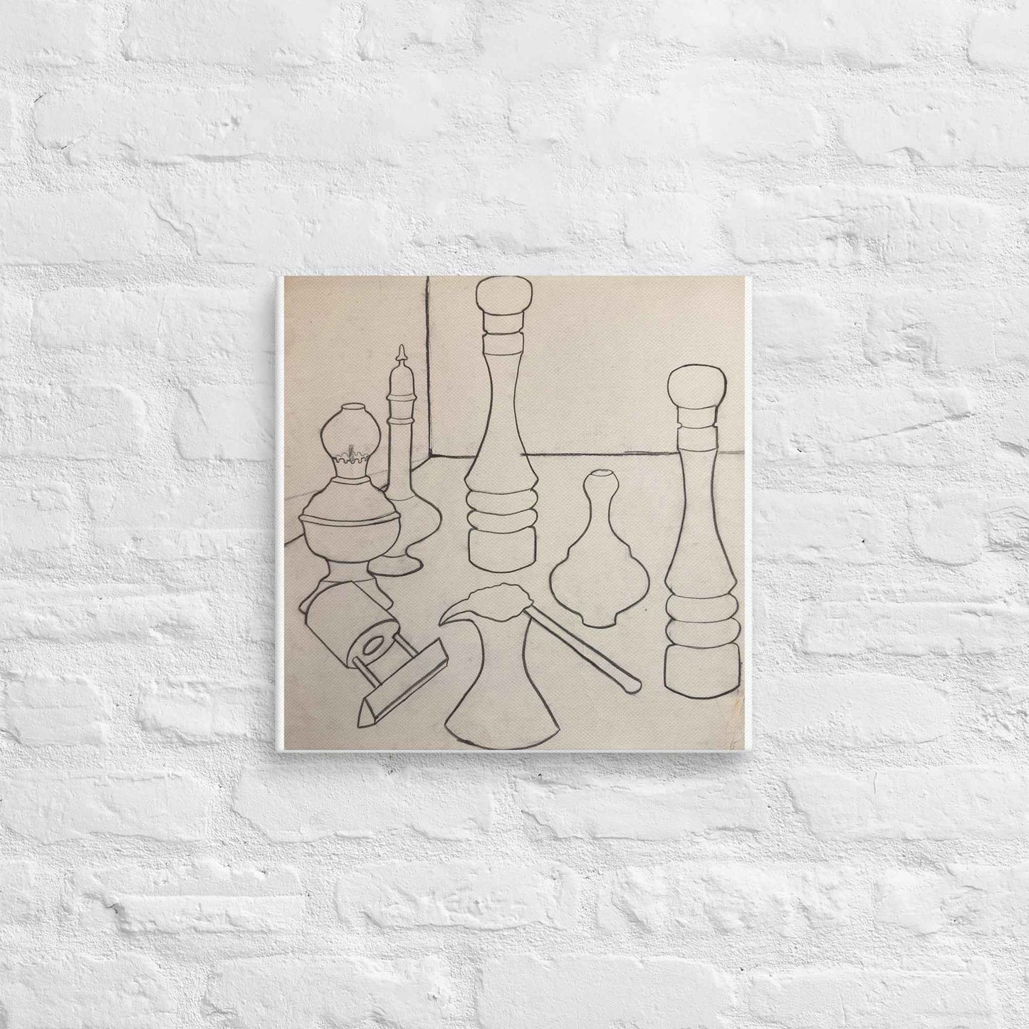 Canvas Print - Contours of Orient - Monochrome Outline