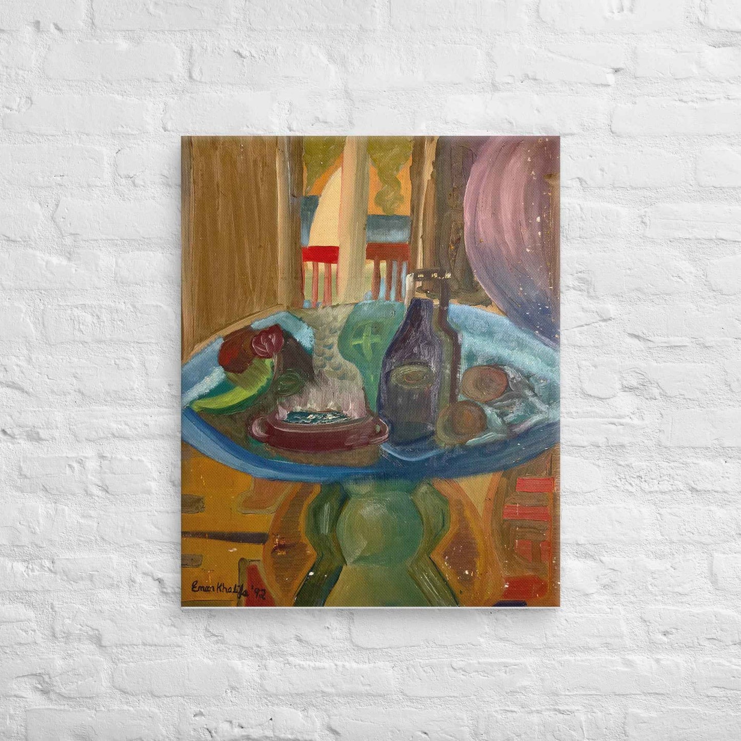 Original Oil Painting - Table of Echoes - Surreal Interior