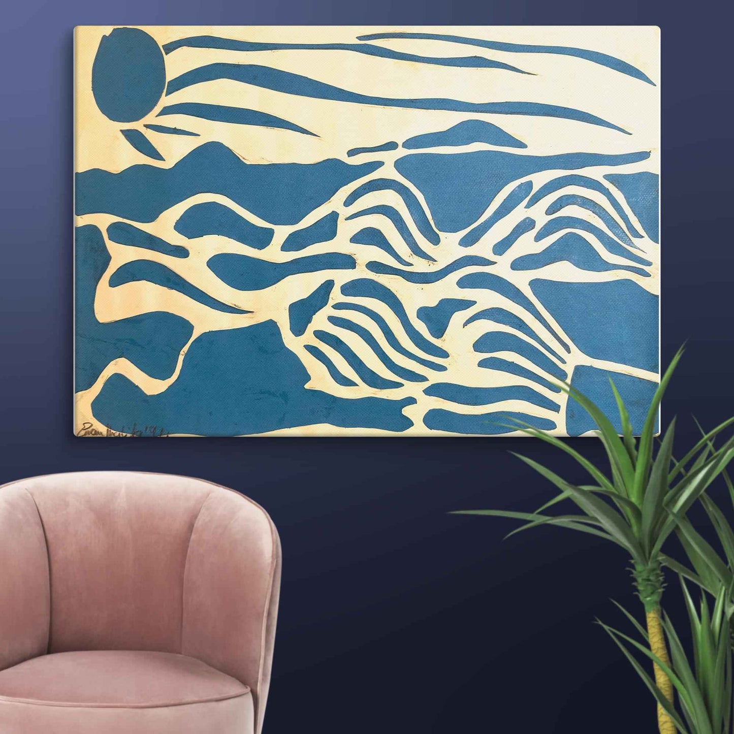 Canvas Print - Blue Airwaves - Minimalist Abstract Ocean - Eman's Gallery