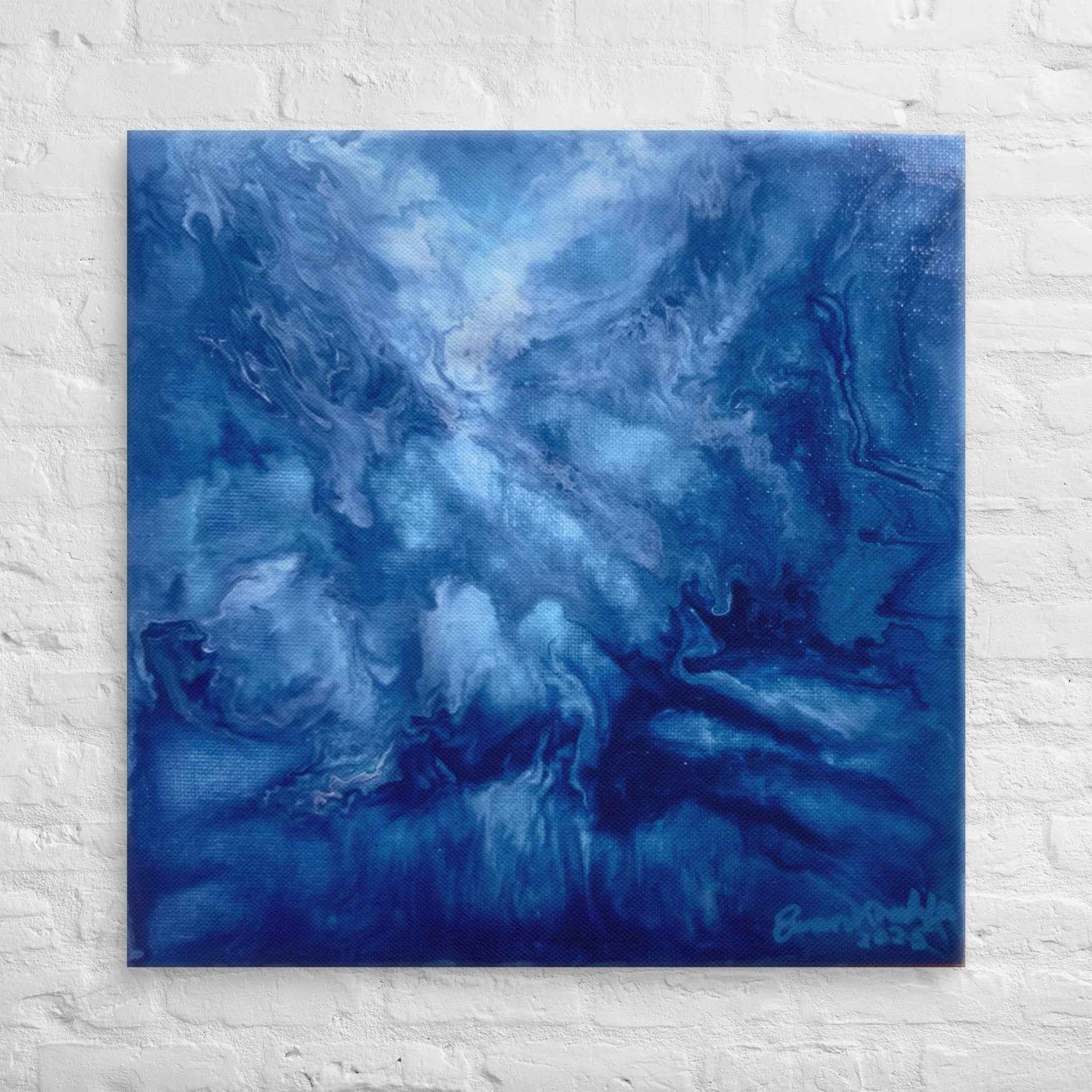 Canvas Print - Thunder - Fluid Abstract Blue Storm Art