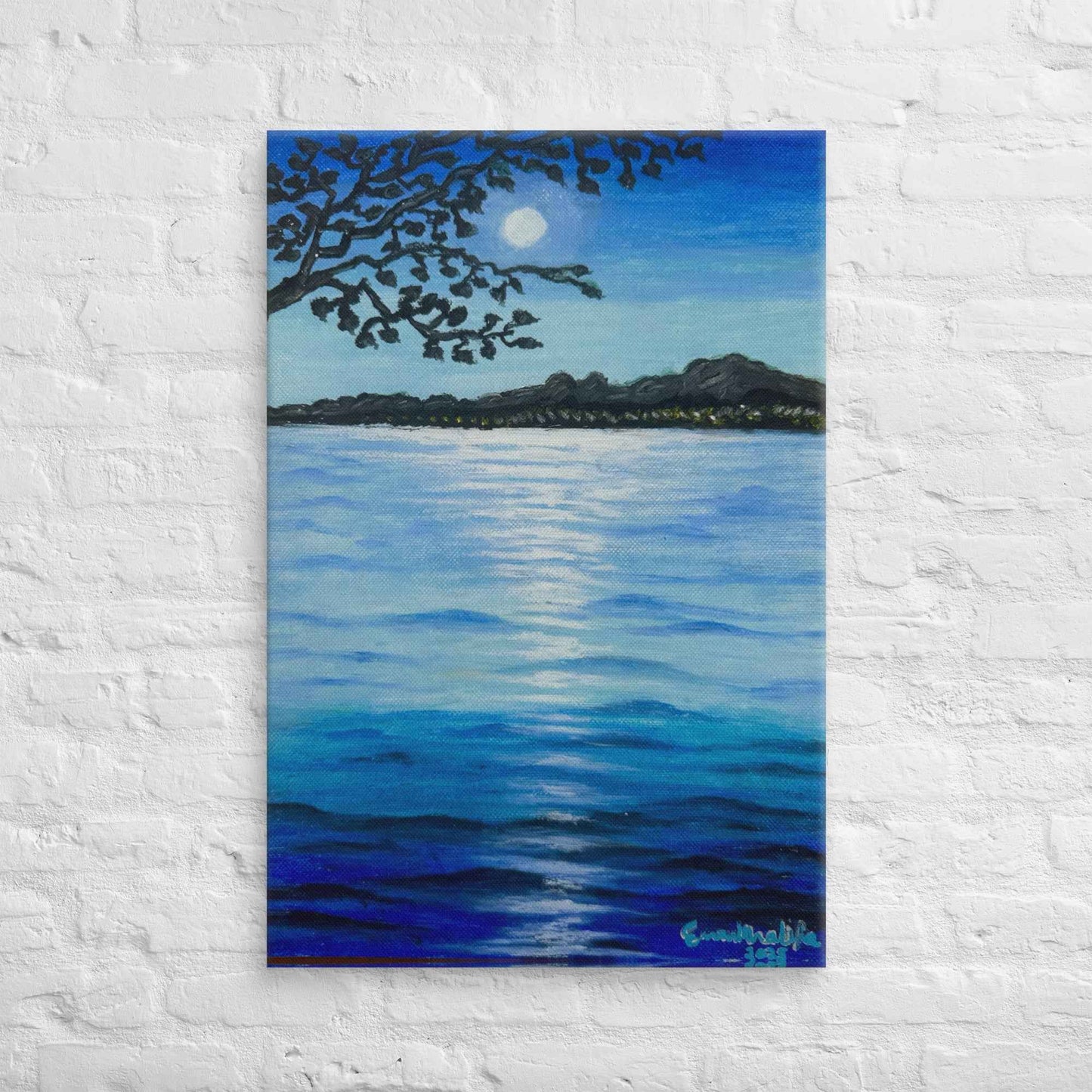Canvas Print - Nocturned - Moonlit Sea by Night