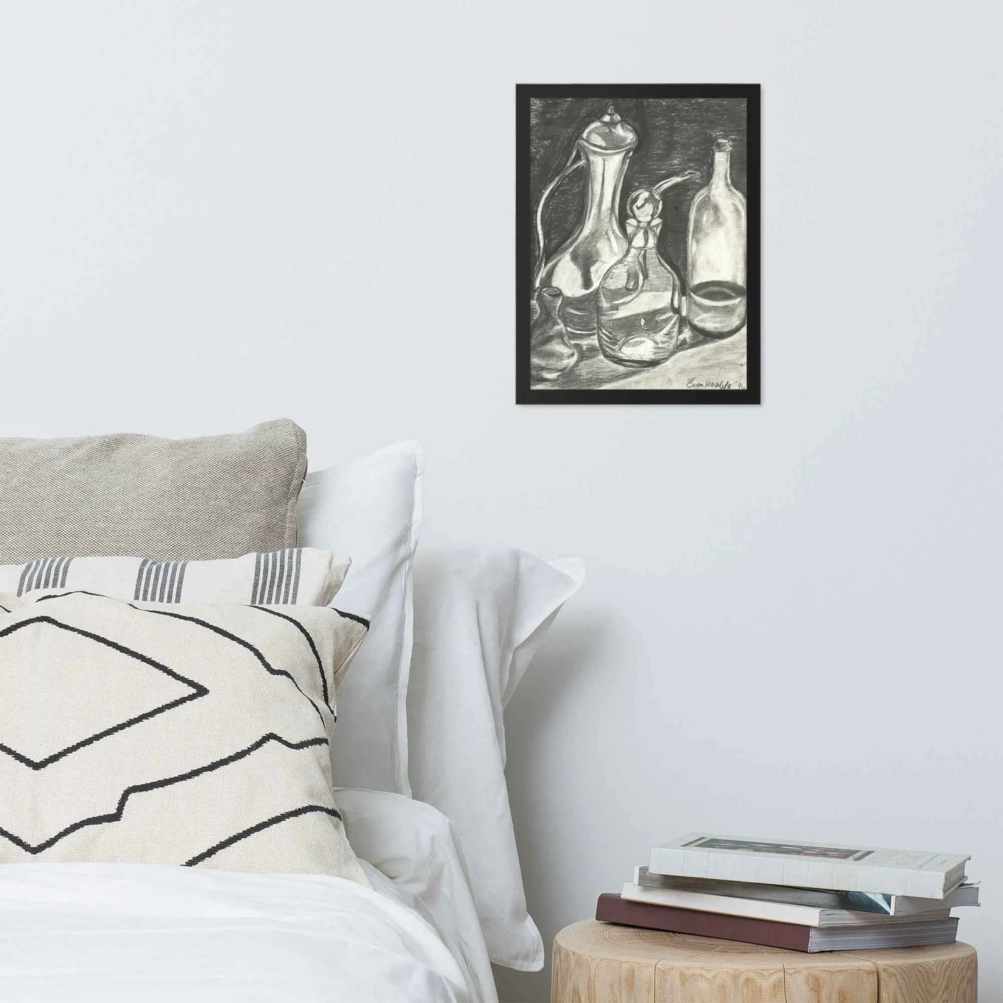 Framed Paper Print - Silent Reflection - Still Life Charcoal