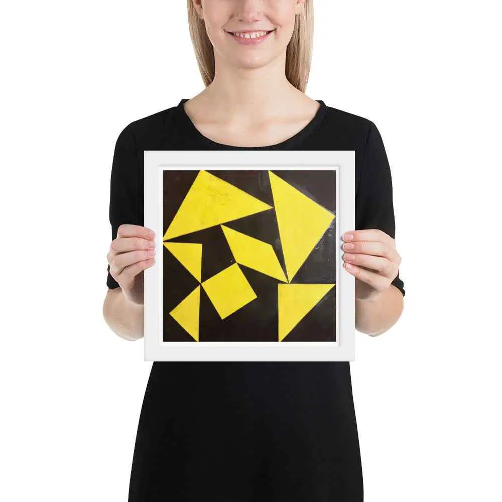 Framed Print - Golden Fracture - Geometric Minimalist