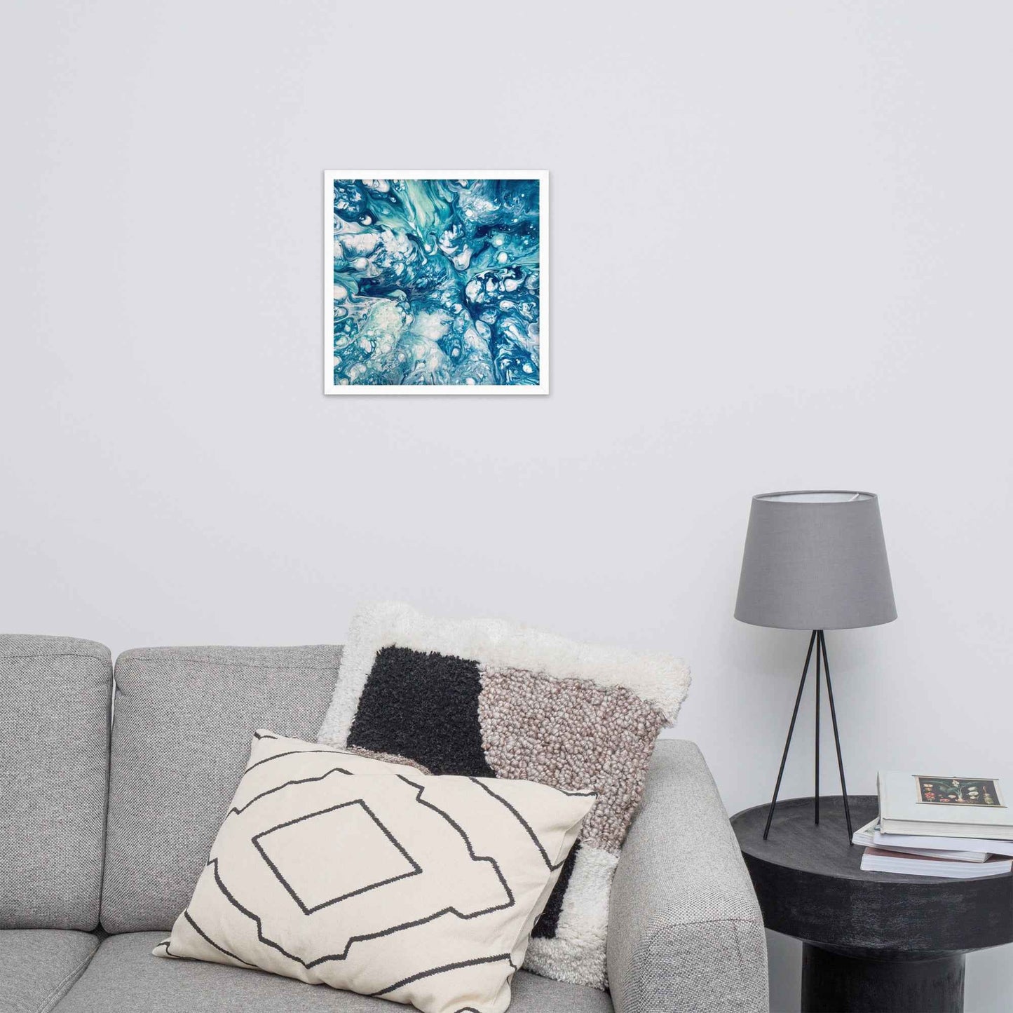 Framed Print - Reef - Blue Fluid Abstract Ocean Foam