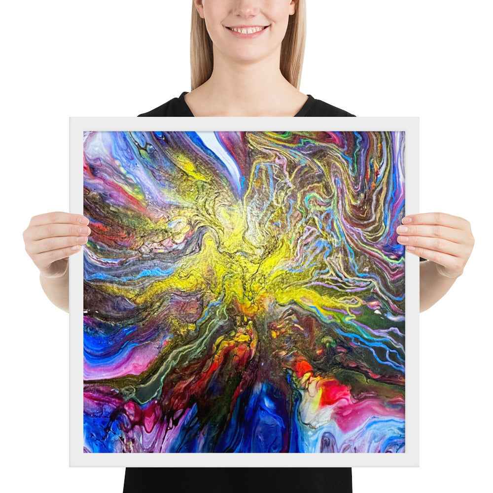 Framed Print - In The Beginning - Cosmic Gold Explosion