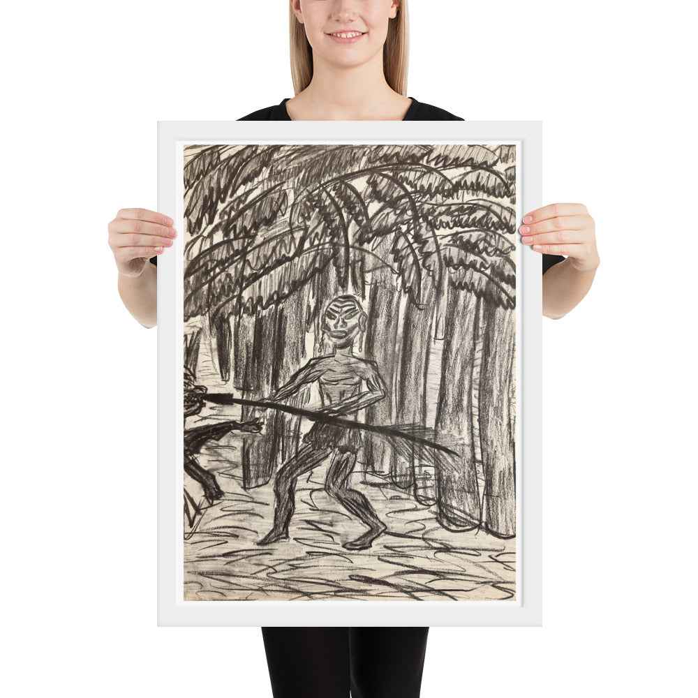 Framed Print - The Scavenger - Figurative Monochrome Warrior