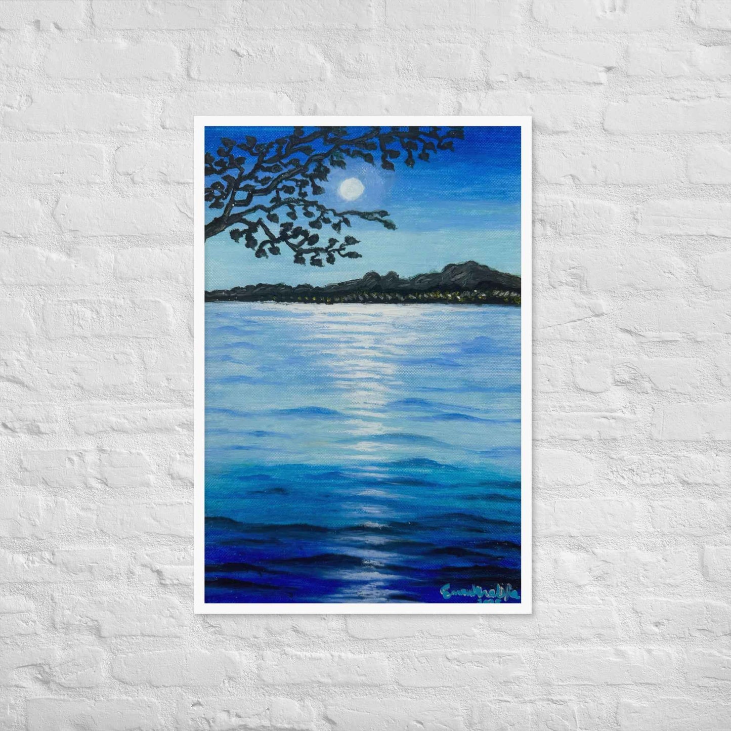 Framed Print - Nocturned - Moonlit Sea by Night