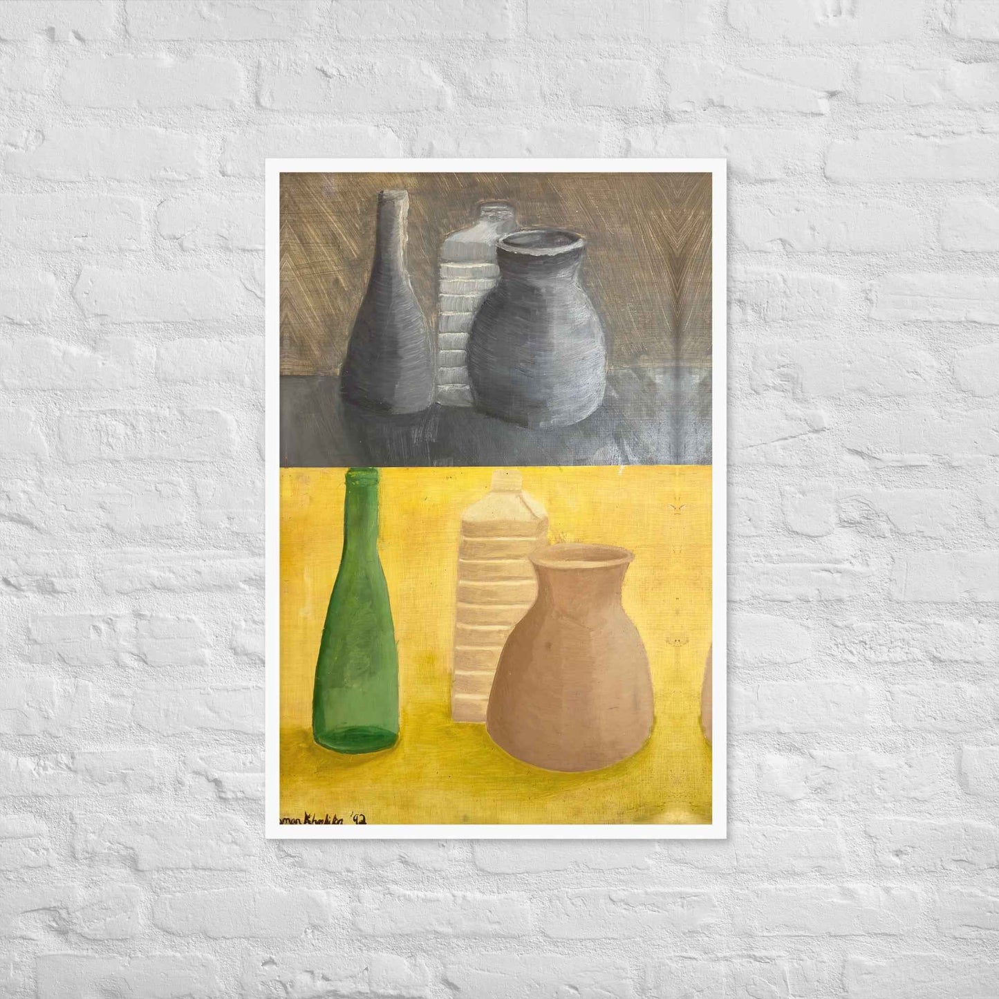 Framed Print - Skins - Dyptich Tonal Still Life Vessels