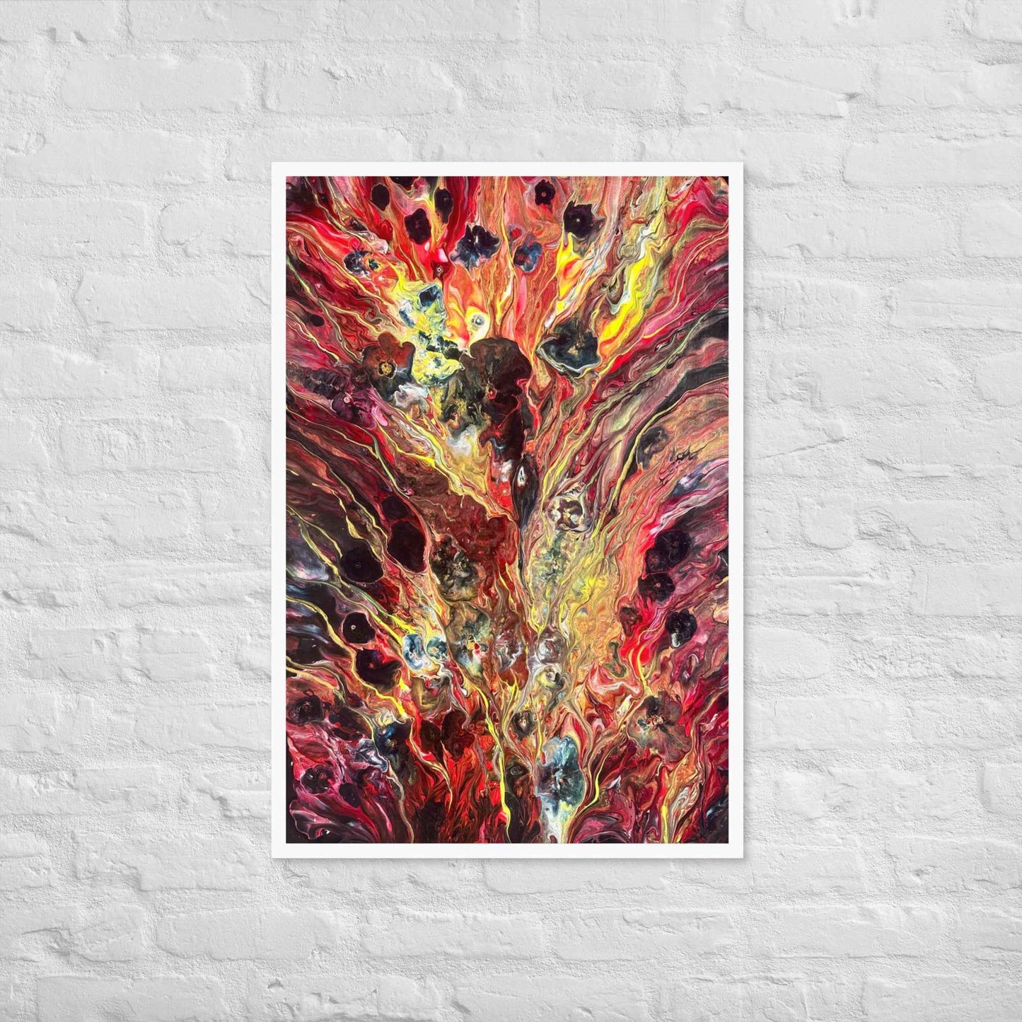 Framed Print - Phoenix - Fluid Abstract Red Gold Fire