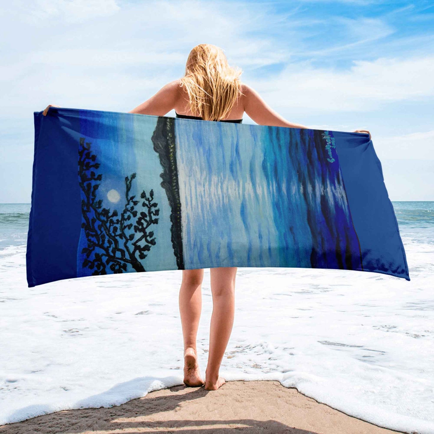 Towel - Nocturned - Tonalism Moonlit Night Scene