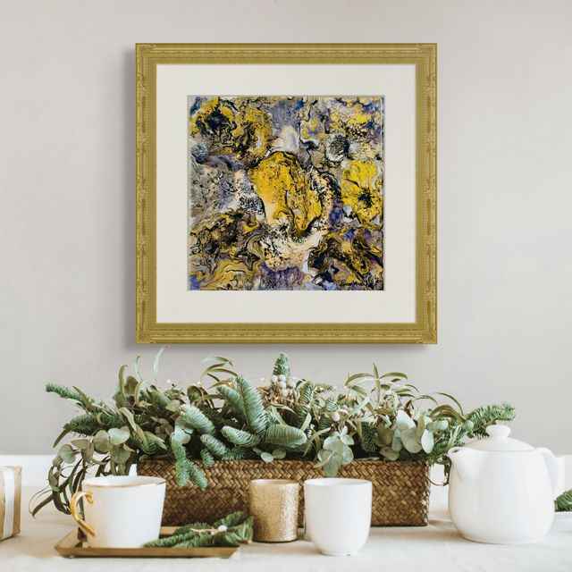 Unbridled Horse – Framed Original Gold Abstract Horse Painting