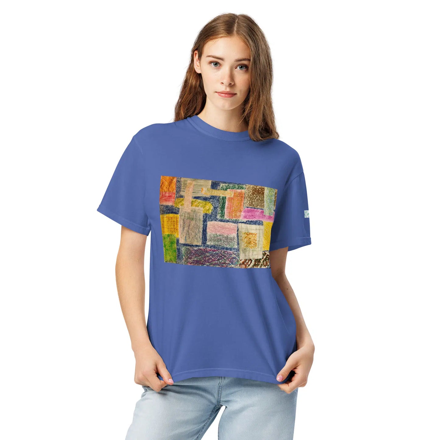 Unisex T-Shirt - The Hearth Quilt - Folk Abstract Patchwork - Eman's Gallery