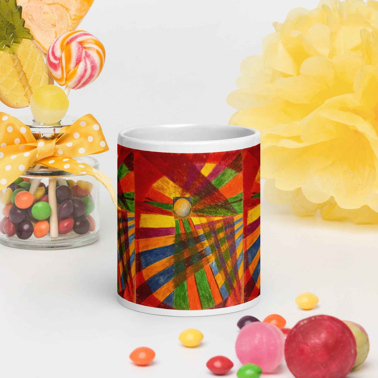 Coffee Mug - Solar Burst - Colourful Geometric Abstract