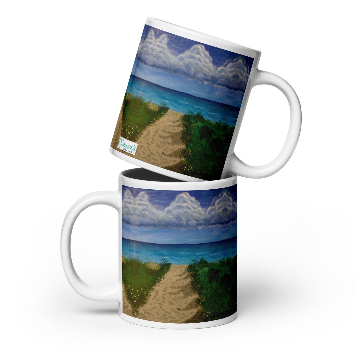 Edge of Calm ceramic mug with tranquil pre‑storm seascape wrap print.