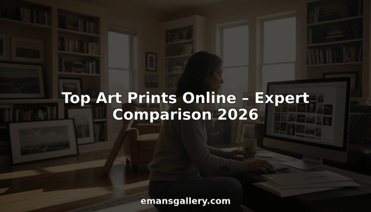 Art collector browsing prints in bright living room