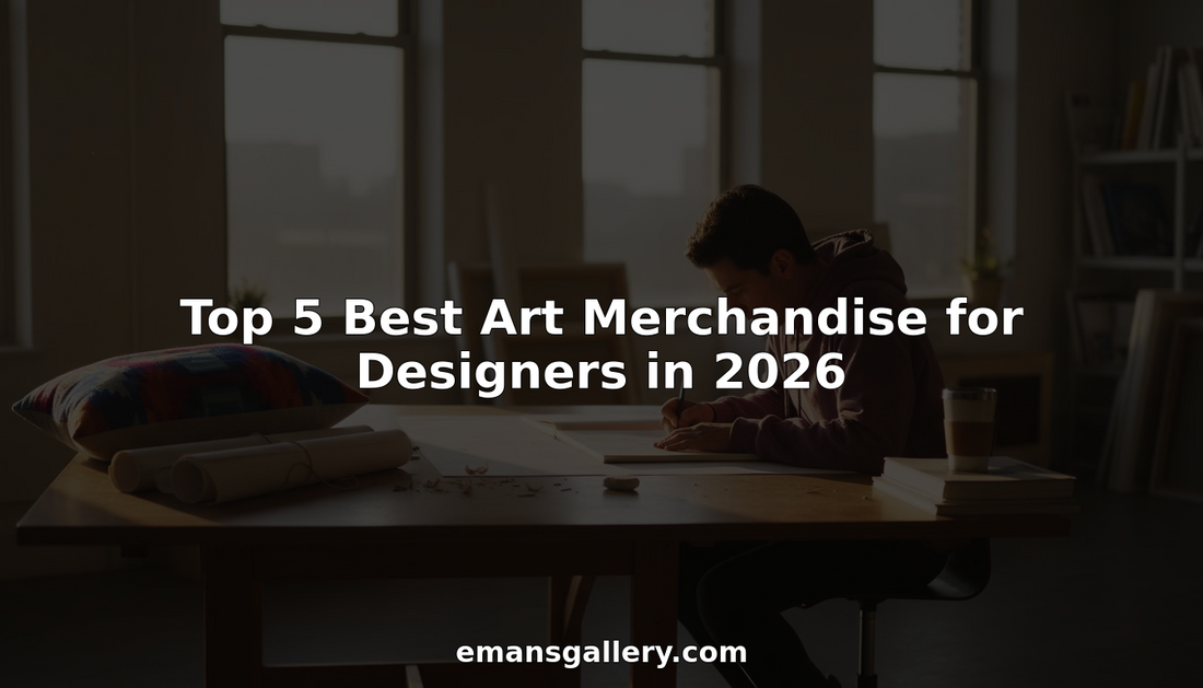 Designer sketching at art-filled studio workspace