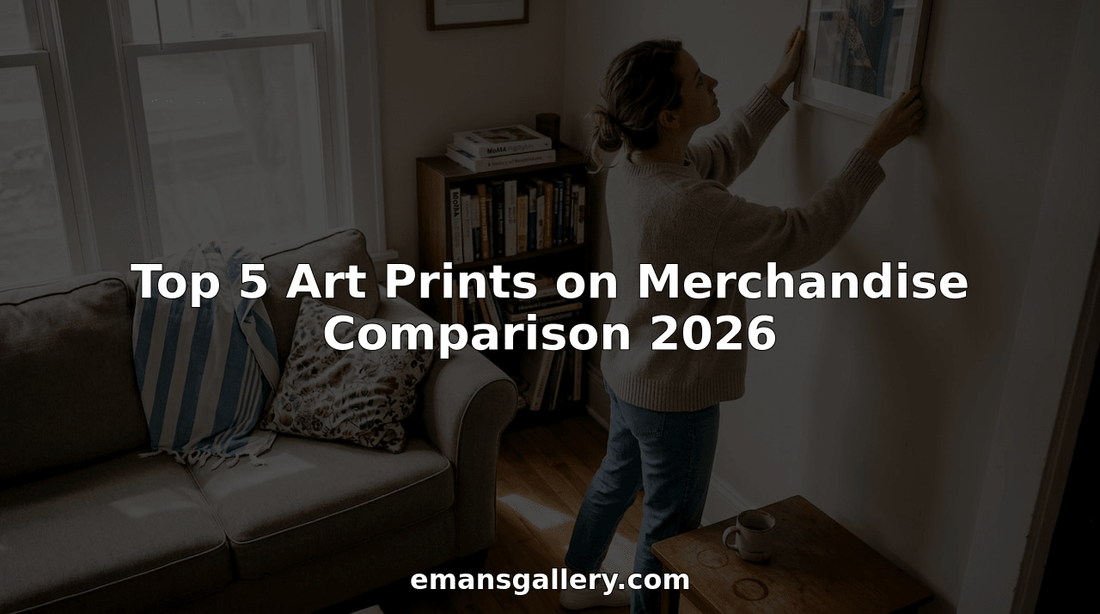 Woman arranging art print in living room