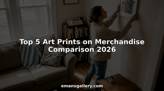 Woman arranging art print in living room