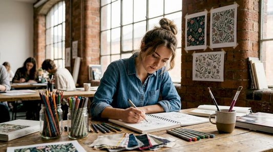 Designer sketching surface pattern motifs