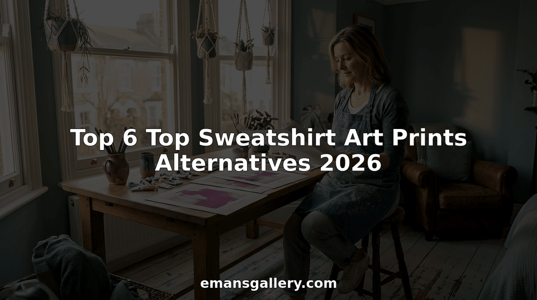 Artist reviewing original art prints in studio