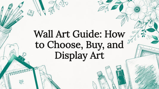 Decorative illustrated title card for wall art guide