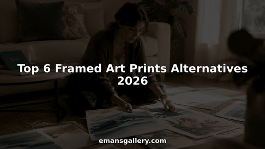 Interior designer arranging unframed art prints on floor