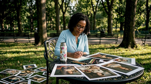 Art historian studying historic artwork books