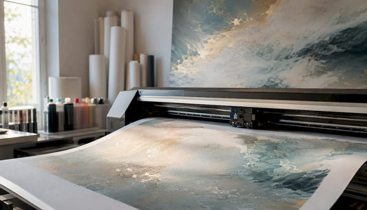 Giclée printer producing archival print on canvas