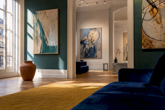 Secular abstract wall art in refined interior