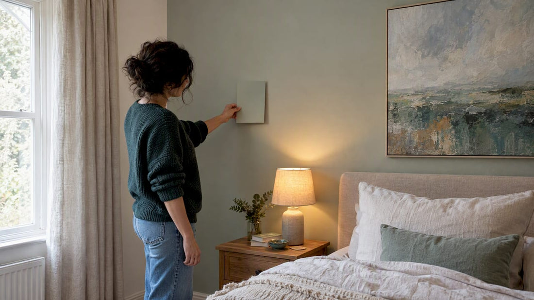 Bedroom wall tested in daylight and lamp light