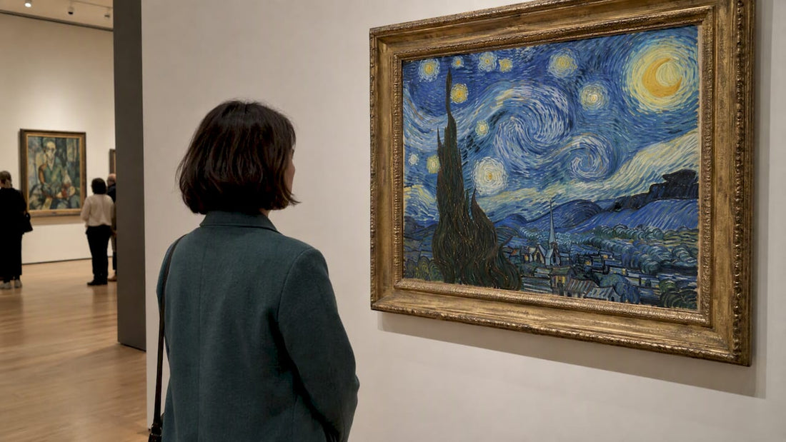 Visitor viewing The Starry Night at MoMA