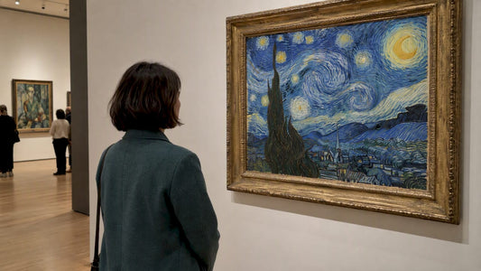 Visitor viewing The Starry Night at MoMA