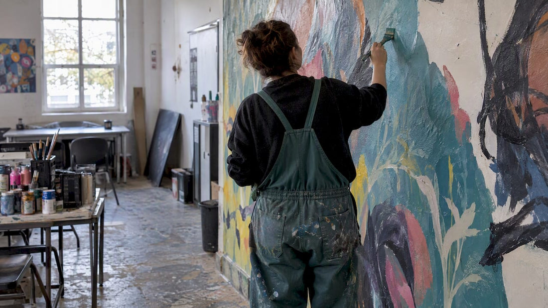 Painter working with face out of view